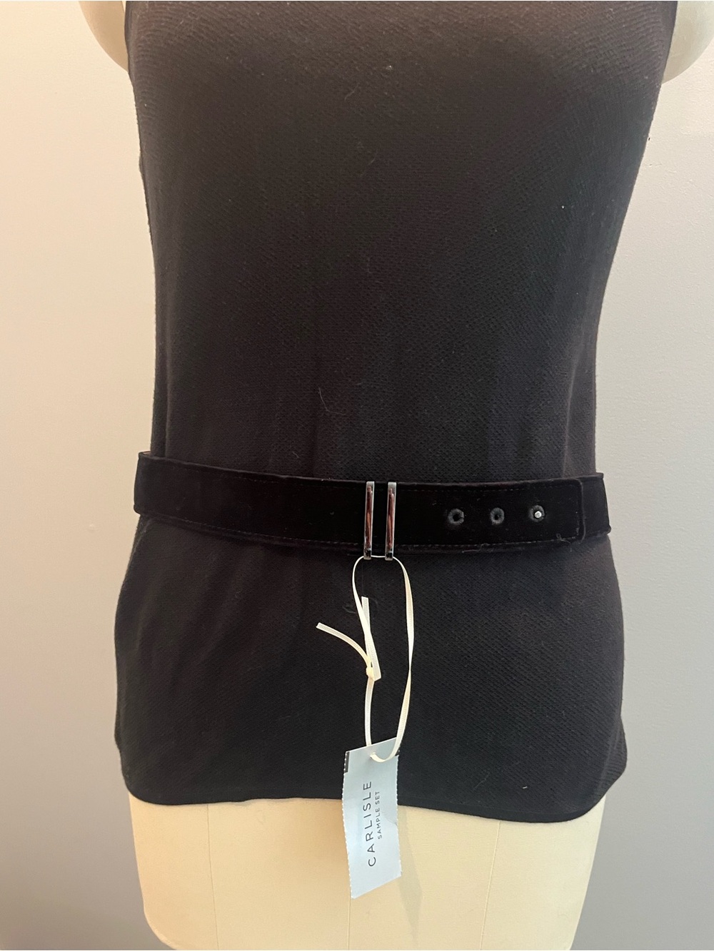 Per Se by Carlisle Black Velvet and Leather Belt with Silver Buckle - EUC
